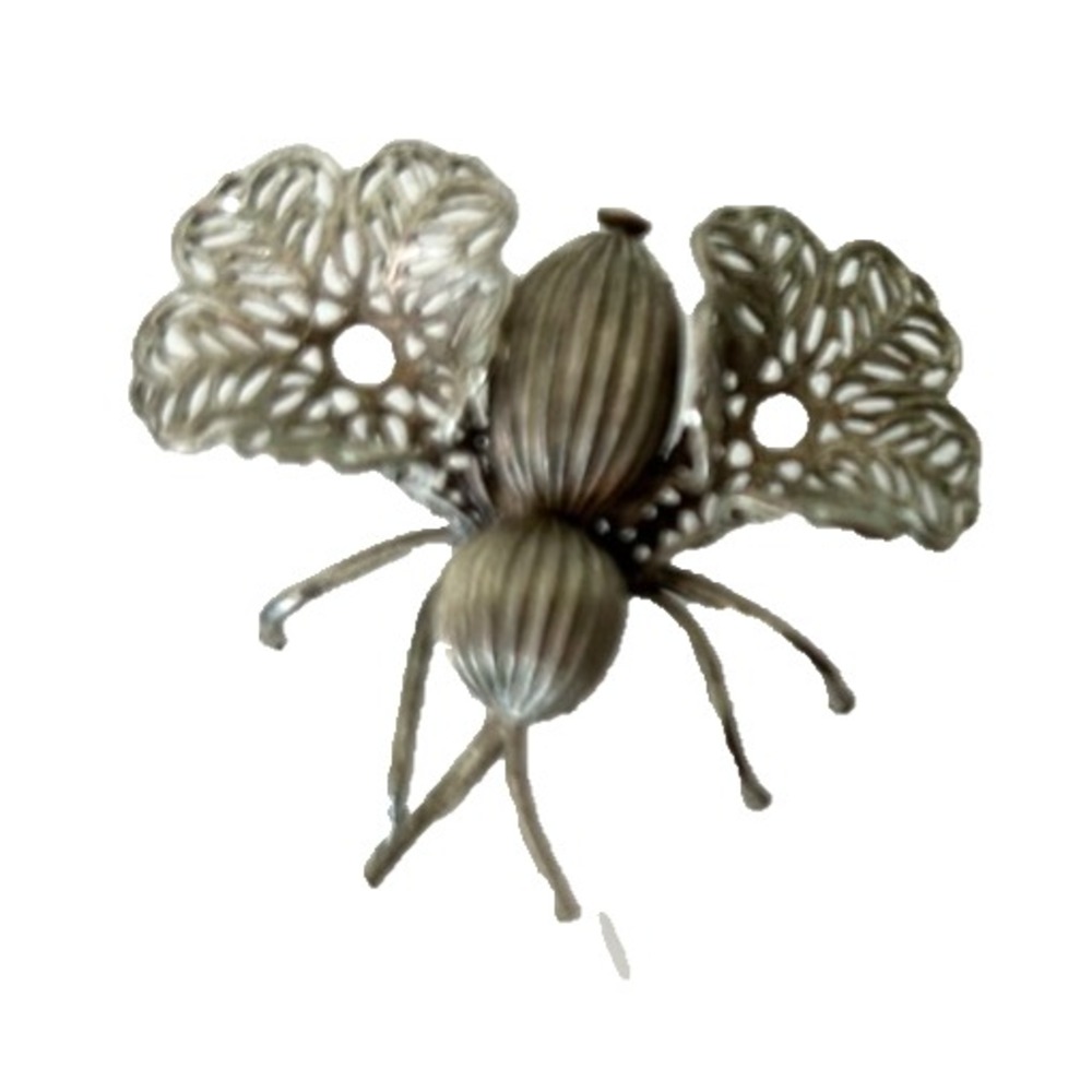 Vtg Silver Filigree Bumble Bee Brooch Pin Lace Openwork Wing Insect Art Deco 1"